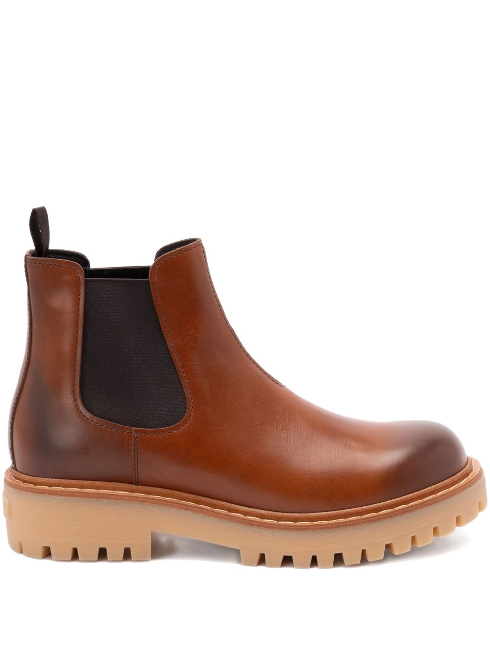 Prada Rich Brown Tronchetti Polished Leather Boots Bruin