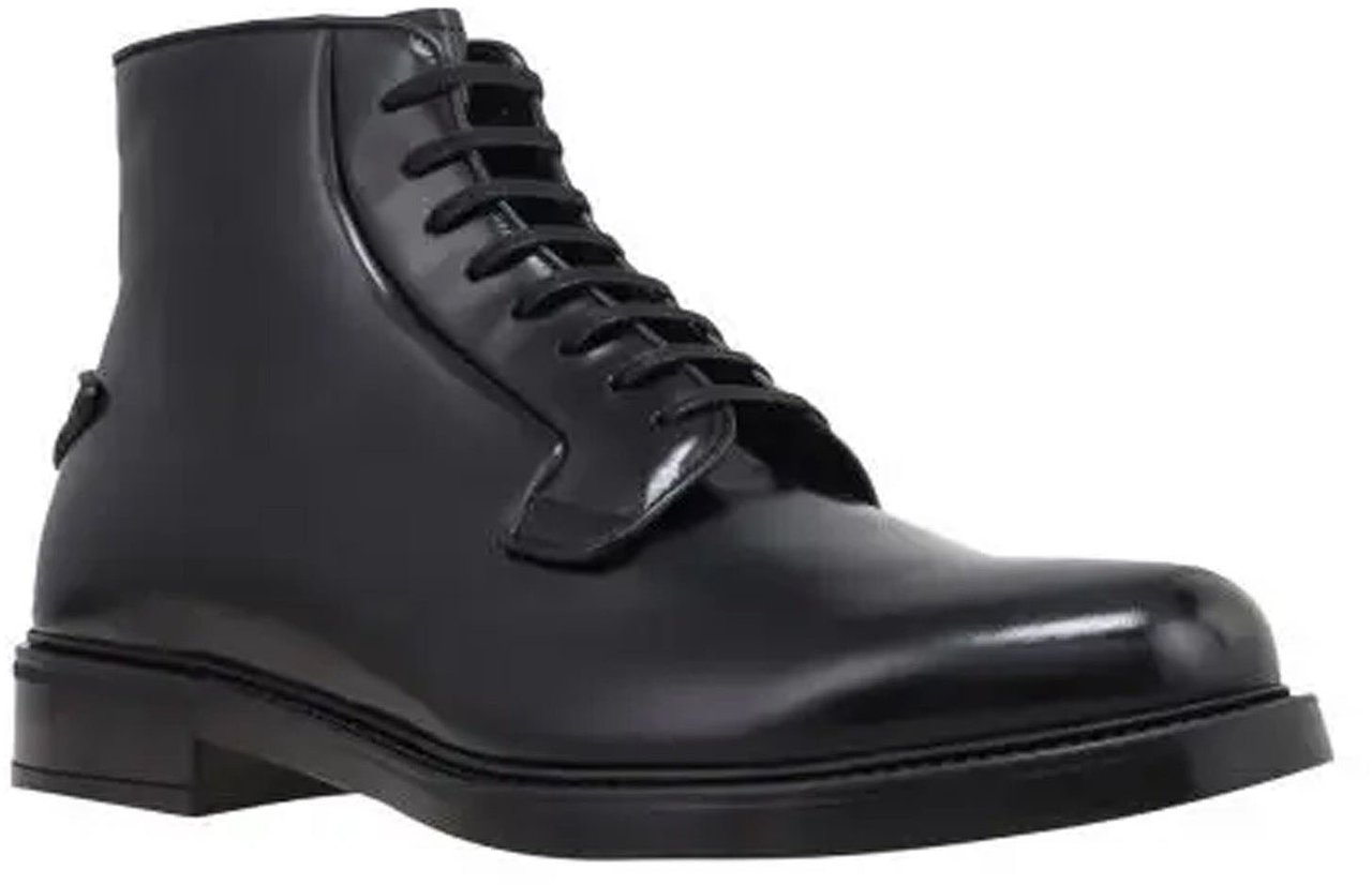 Prada Prada Leather Lace-Up Boots Zwart