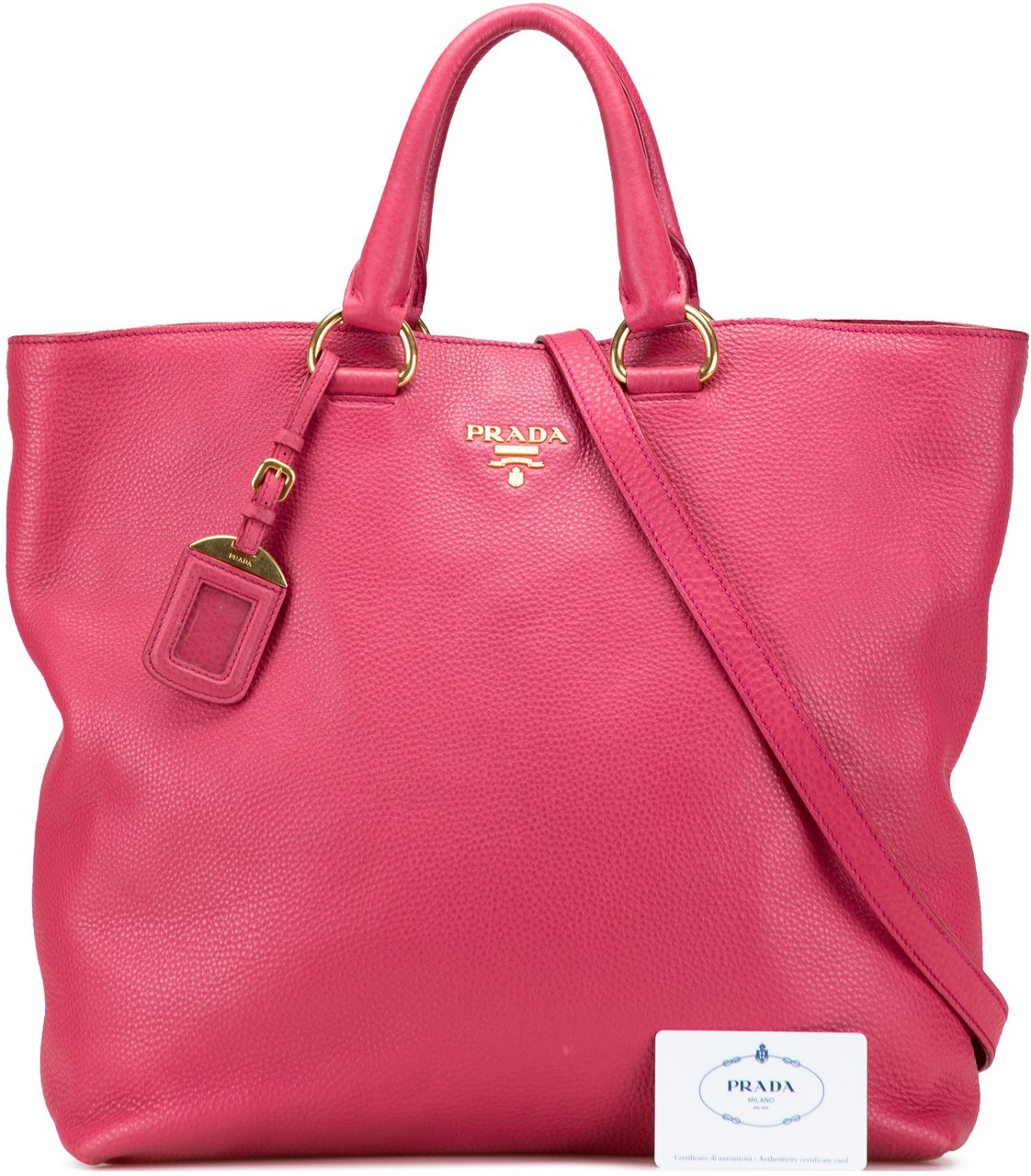 Prada Vitello Daino Open Convertible Tote Roze