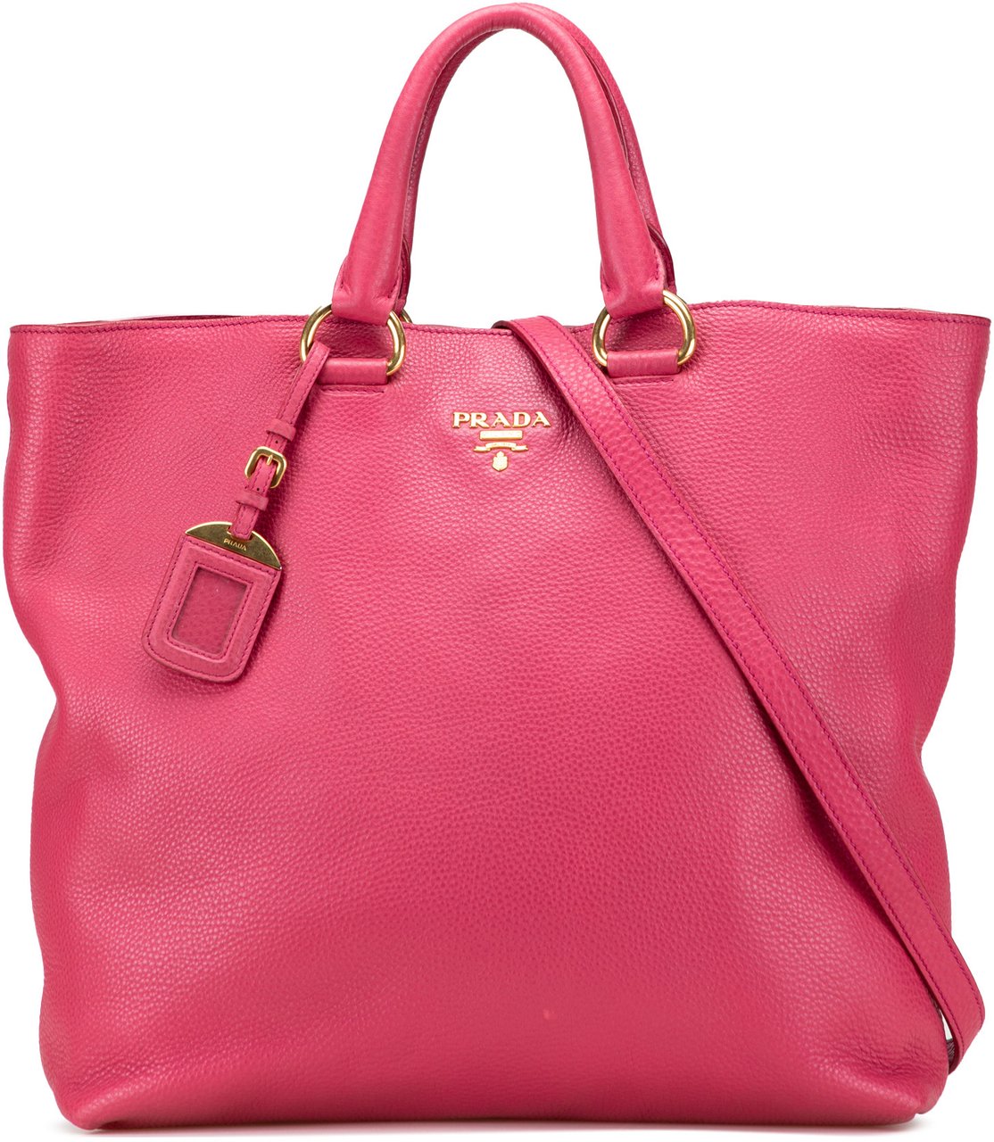 Prada Vitello Daino Open Convertible Tote Roze