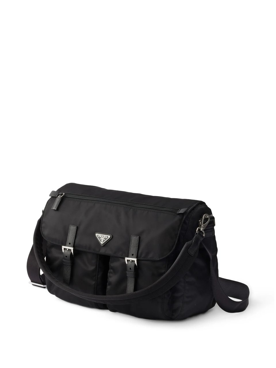 Prada Rectangular Shoulder Bag with Leather Accents Zwart