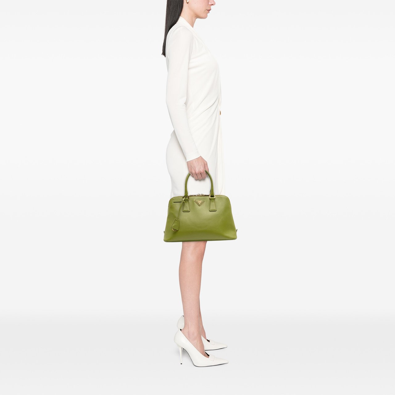 Prada Medium Saffiano Lux Promenade Satchel Groen