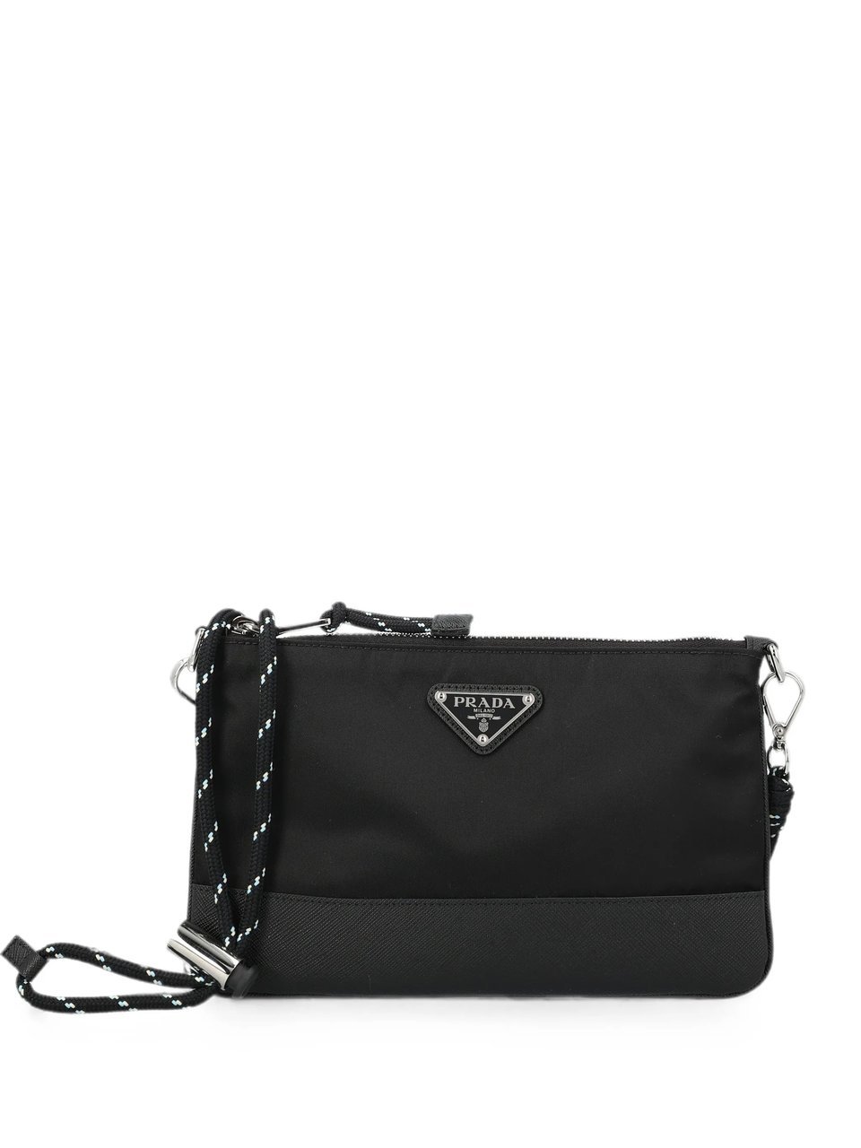 Prada Rectangular Crossbody Bag With Zip Closure And Detachable Cord Strap Zwart