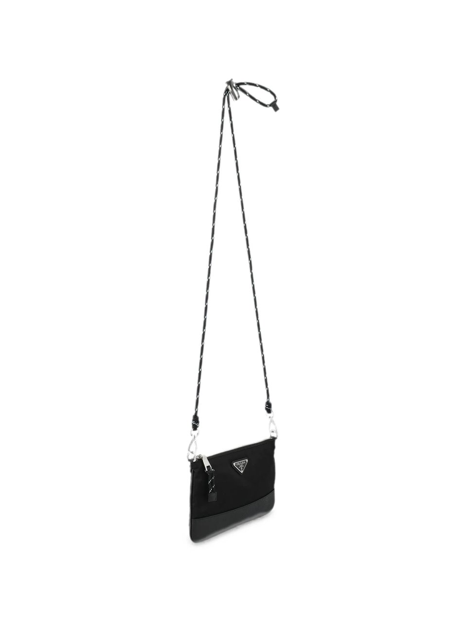 Prada Rectangular Crossbody Bag With Zip Closure And Detachable Cord Strap Zwart