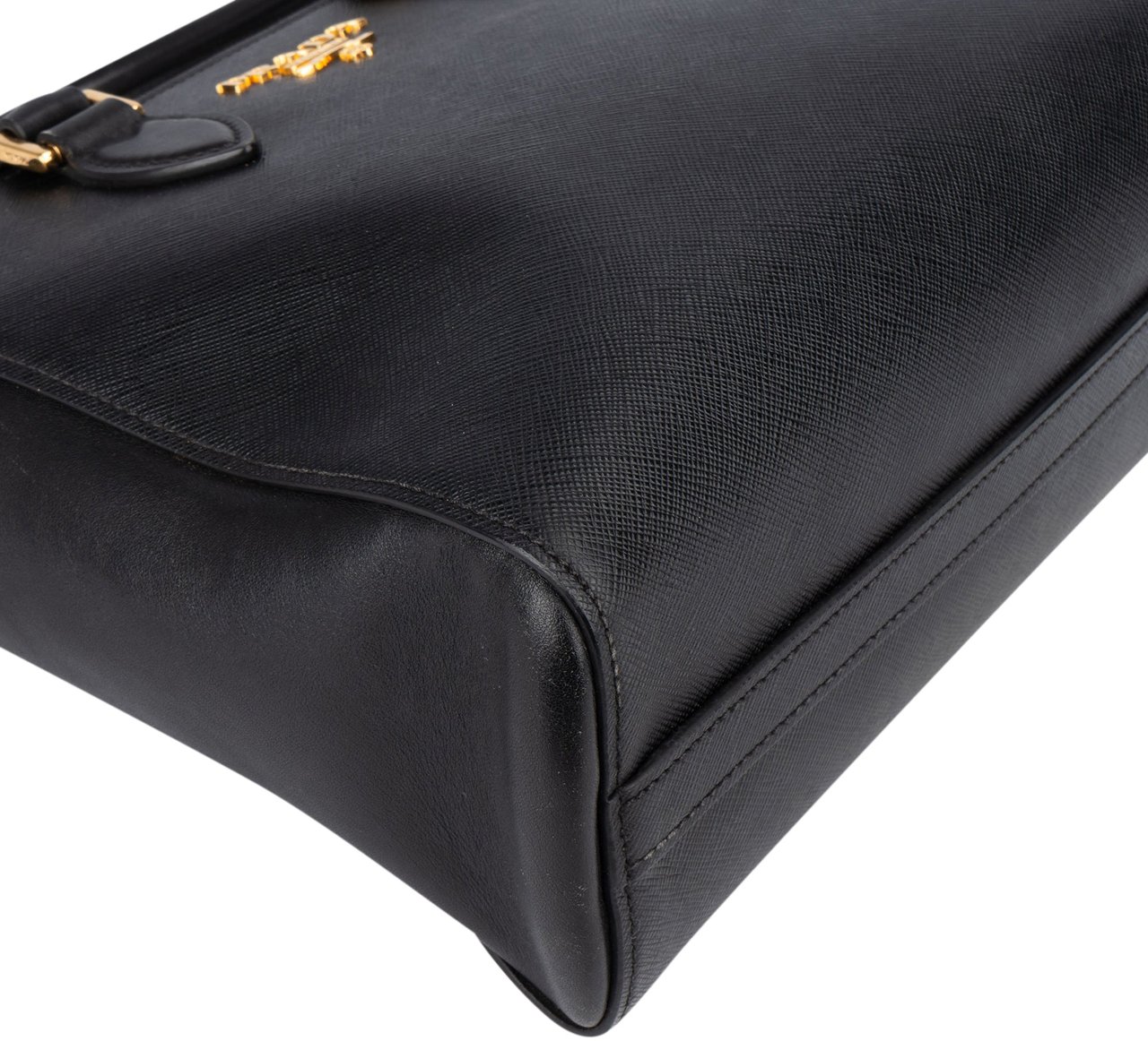 Prada Prada Black Saffiano Leather Vittelo Handbag Zwart
