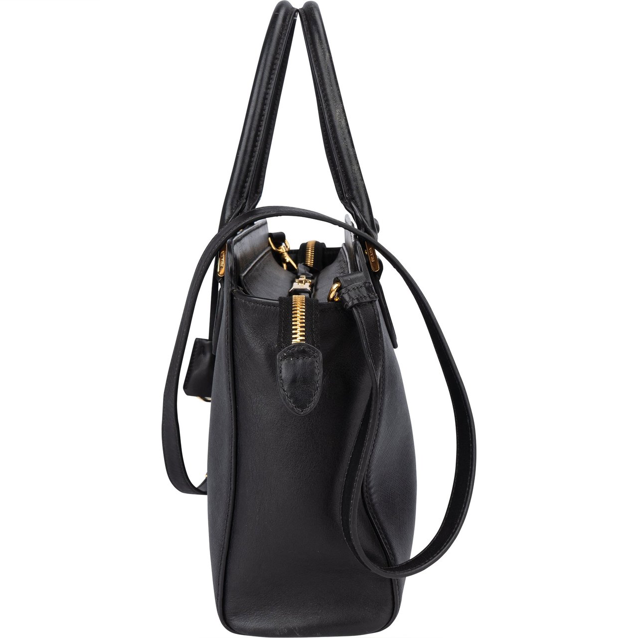 Prada Prada Black Saffiano Leather Vittelo Handbag Zwart