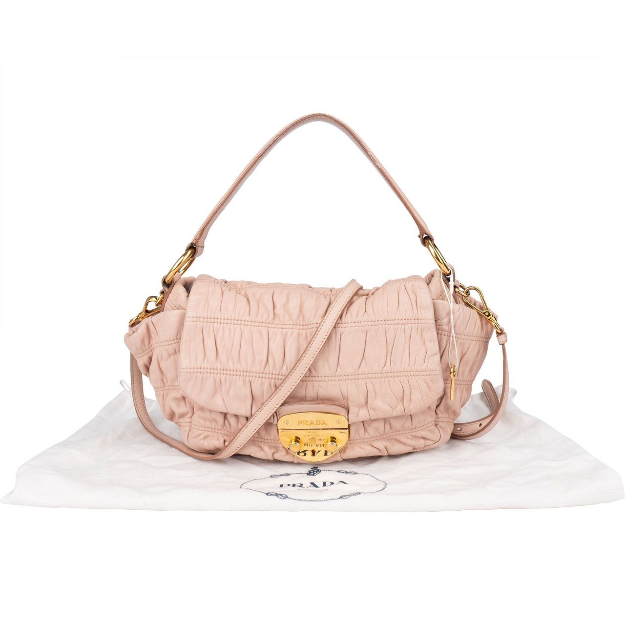 Prada Prada Quilted Leather City Crossbody Bag Roze