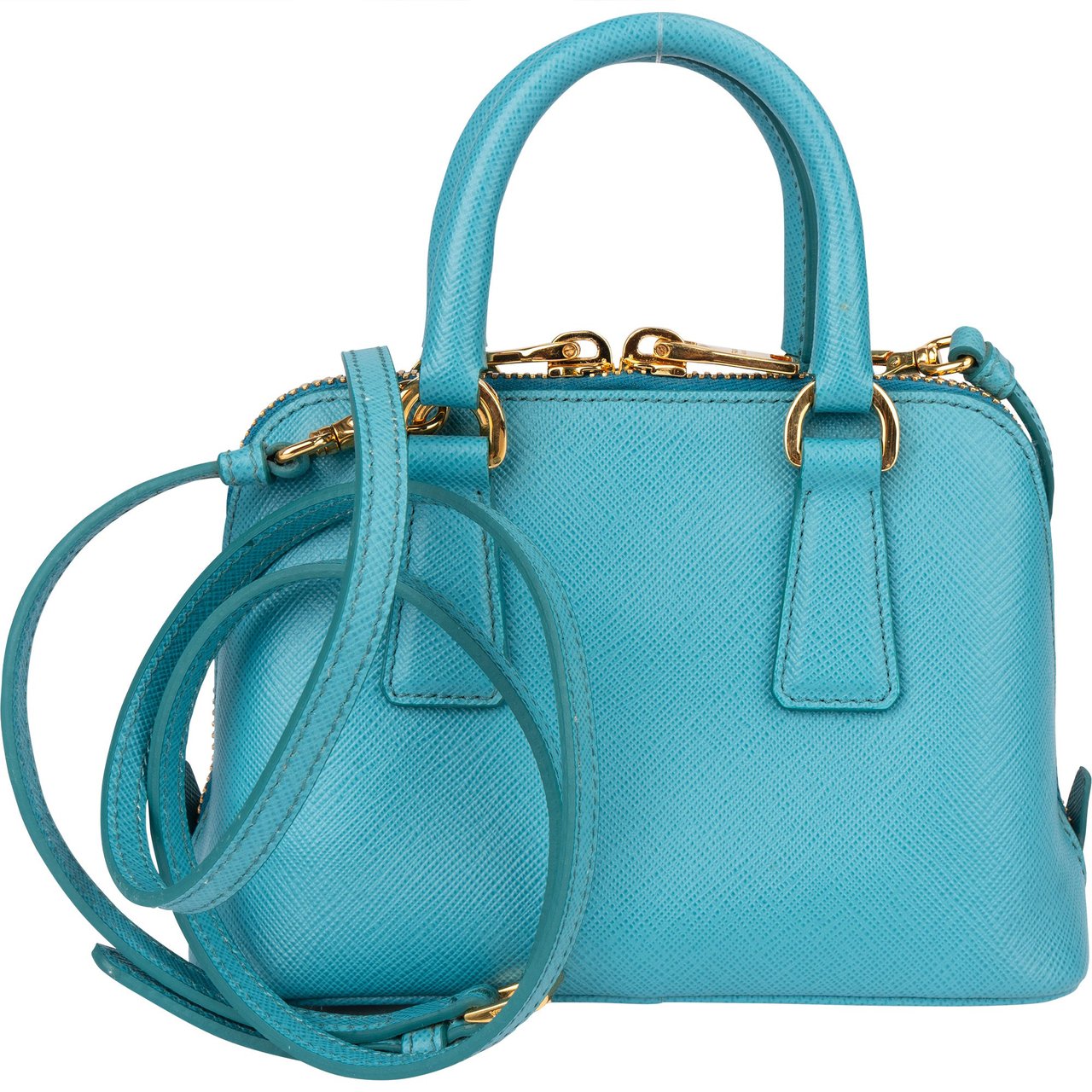Prada Prada Blue Saffiano Leather Mini Promenade Handbag Blauw