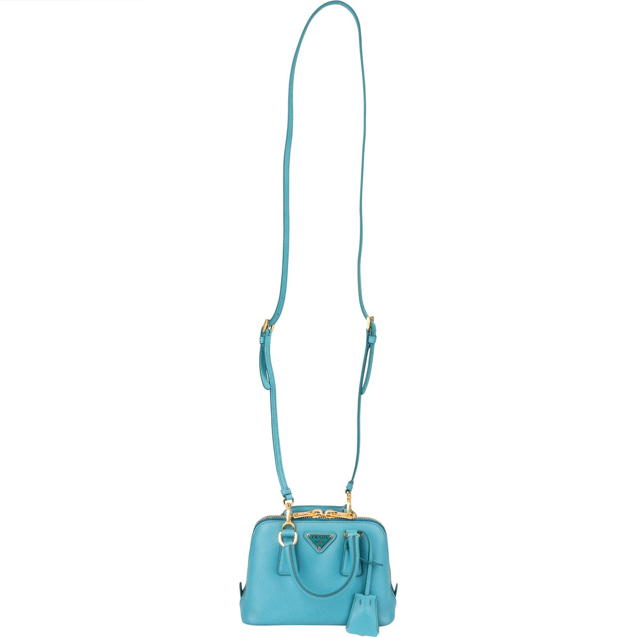 Prada Prada Blue Saffiano Leather Mini Promenade Handbag Blauw