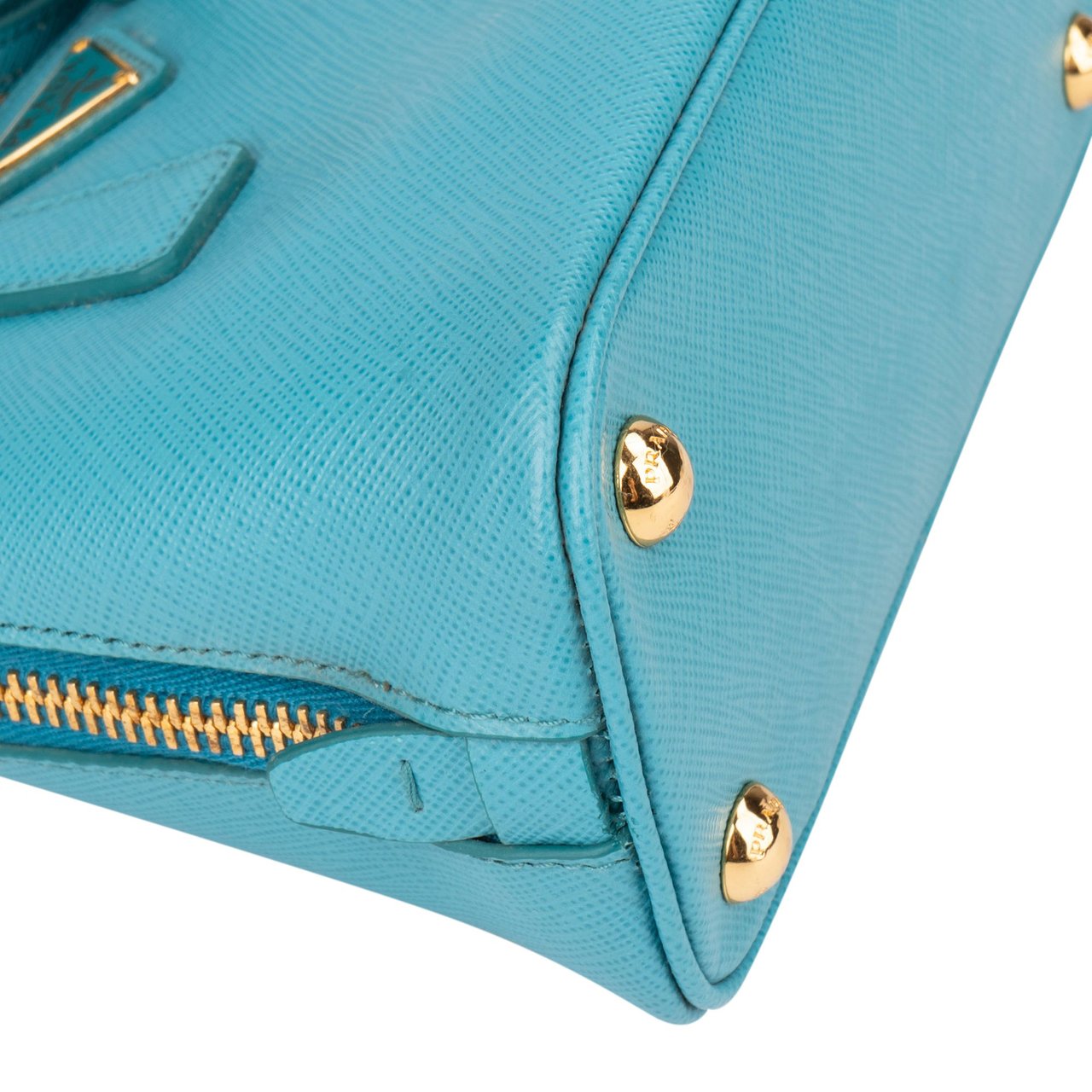 Prada Prada Blue Saffiano Leather Mini Promenade Handbag Blauw