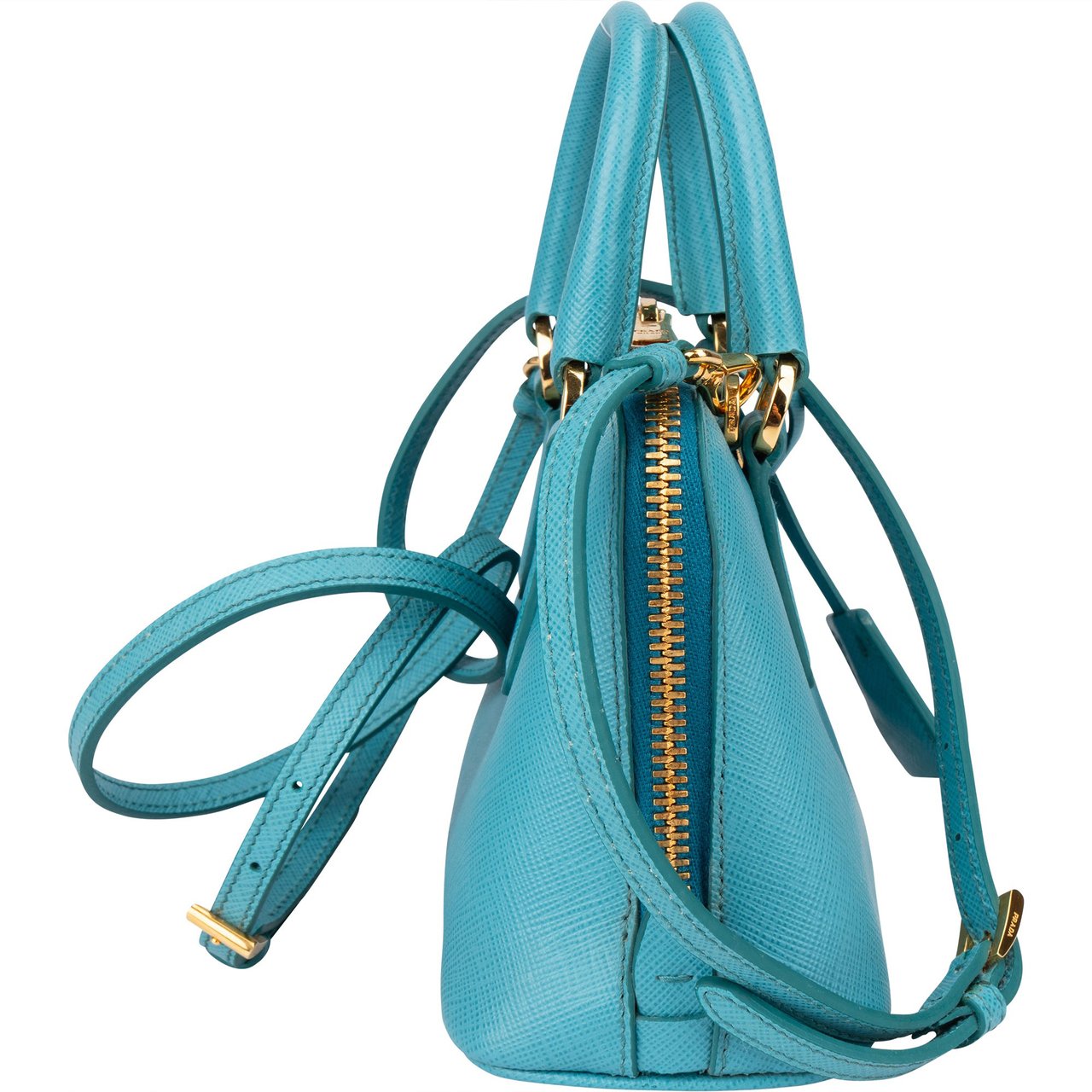 Prada Prada Blue Saffiano Leather Mini Promenade Handbag Blauw