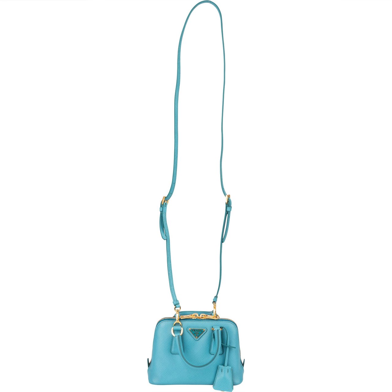 Prada Prada Blue Saffiano Leather Mini Promenade Handbag Blauw