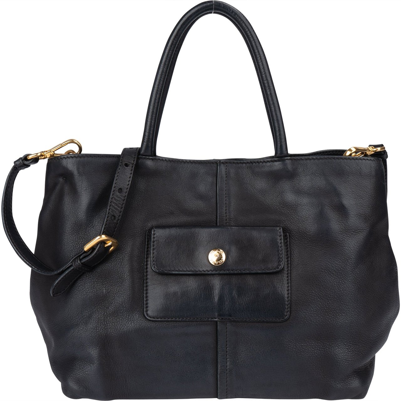 Prada Prada Black Calf Leather City Handbag Zwart