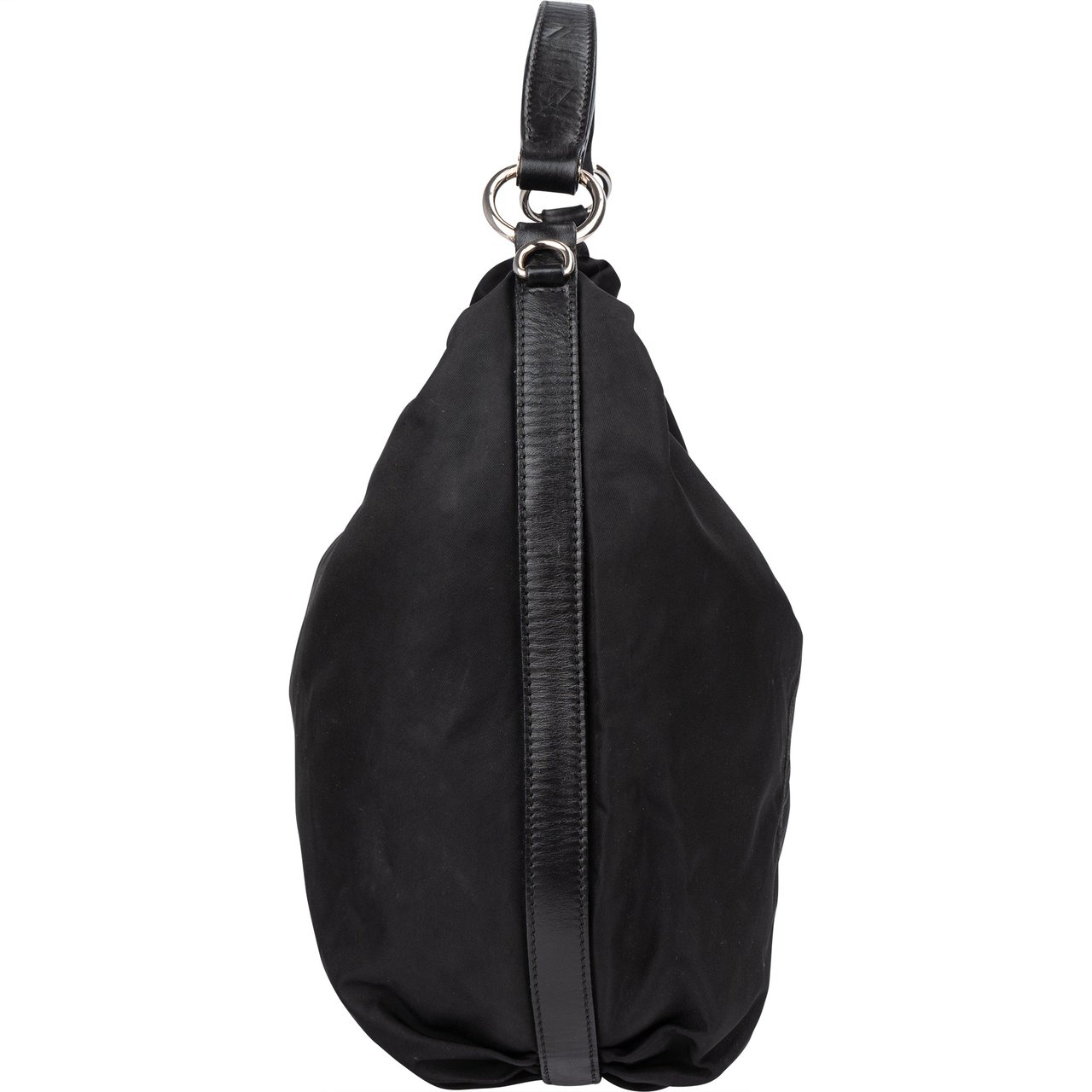 Prada Prada Nylon Oblique Hobo Bag Zwart