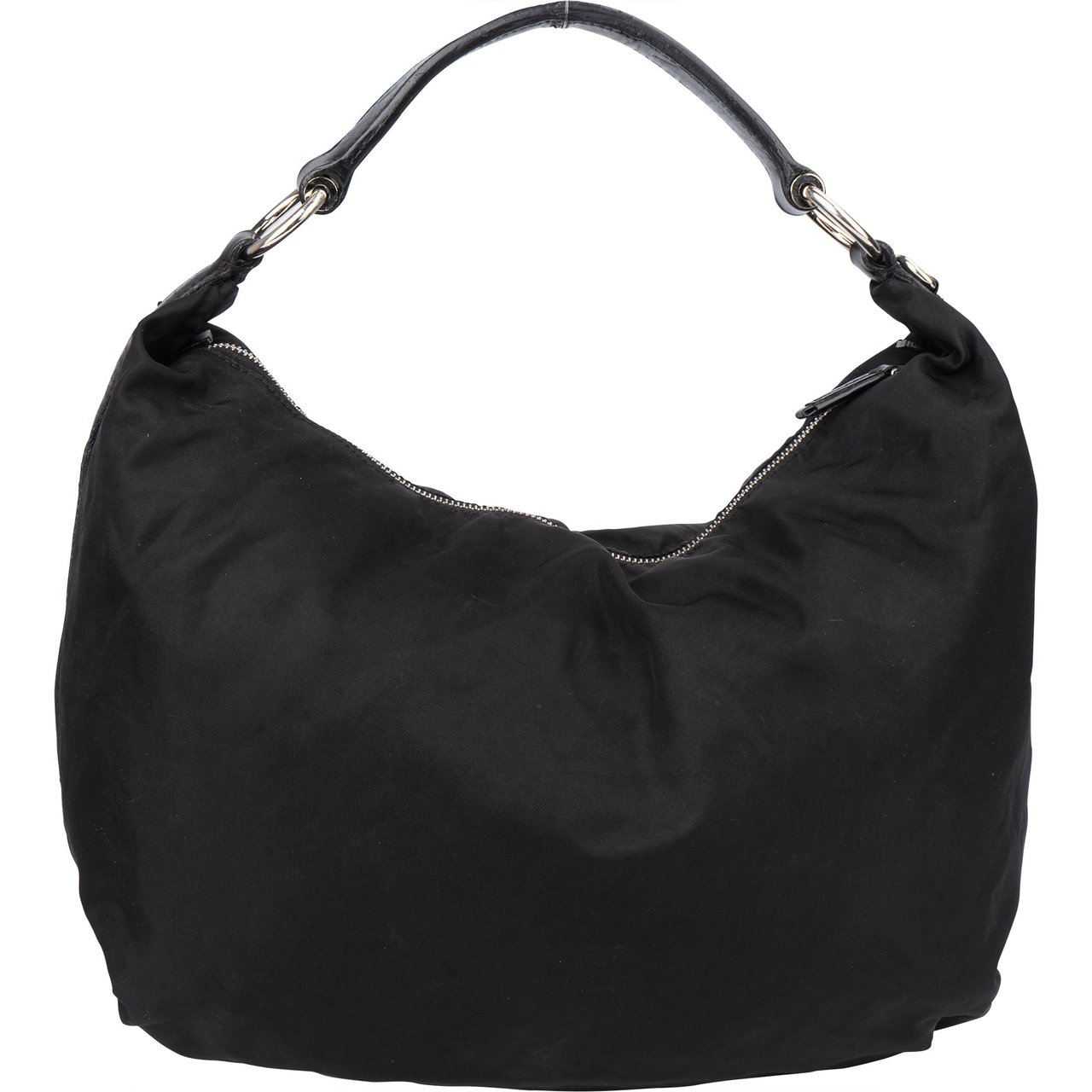 Prada Prada Nylon Oblique Hobo Bag Zwart