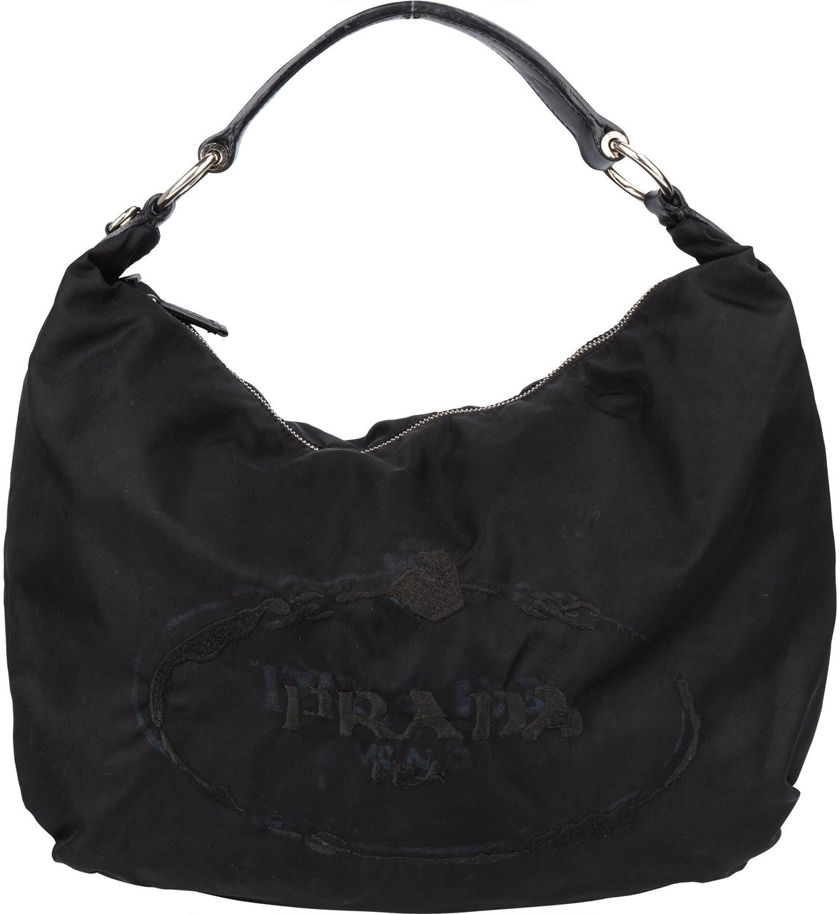 Prada Nylon Oblique Hobo Bag Zwart