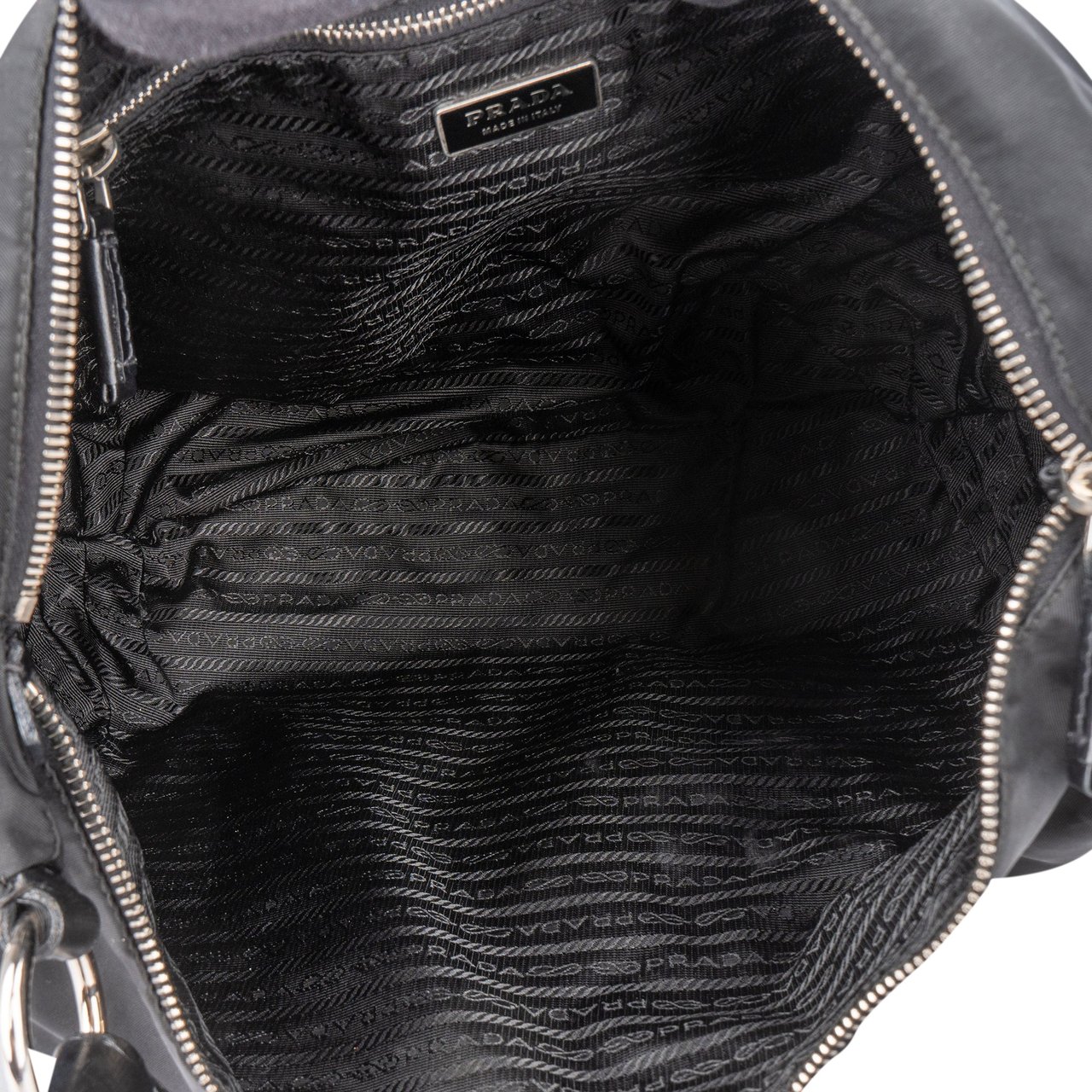 Prada Prada Nylon Oblique Hobo Bag Zwart
