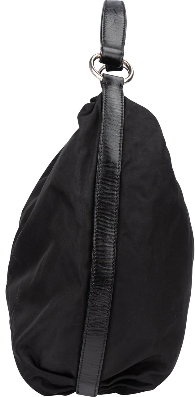 Prada Nylon Oblique Hobo Bag Zwart