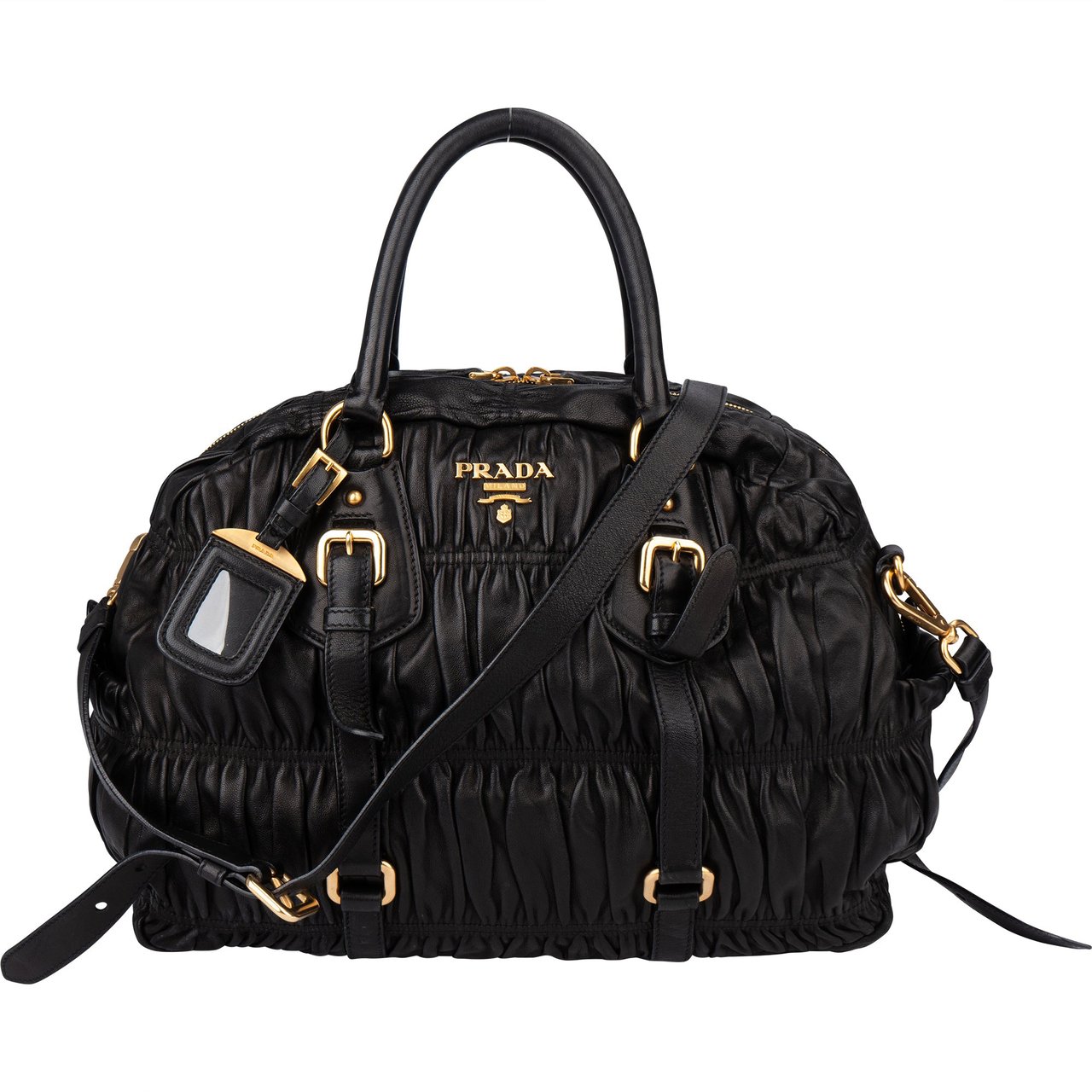 Prada Prada Quilted Leather City Handbag Zwart
