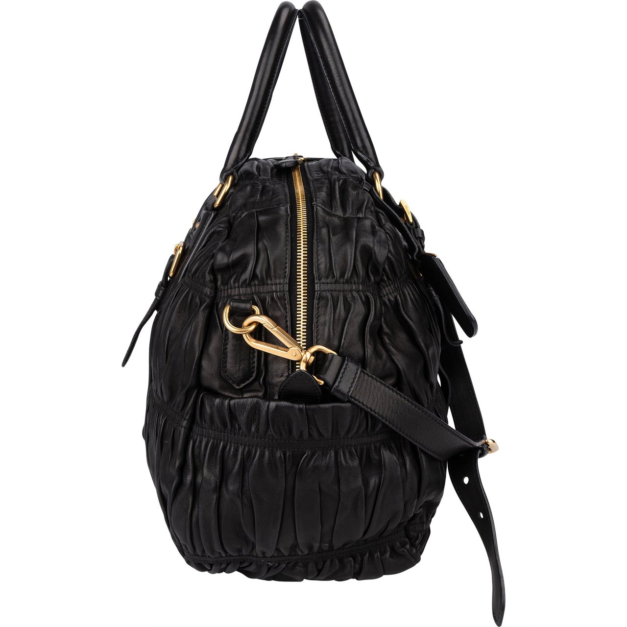 Prada Prada Quilted Leather City Handbag Zwart