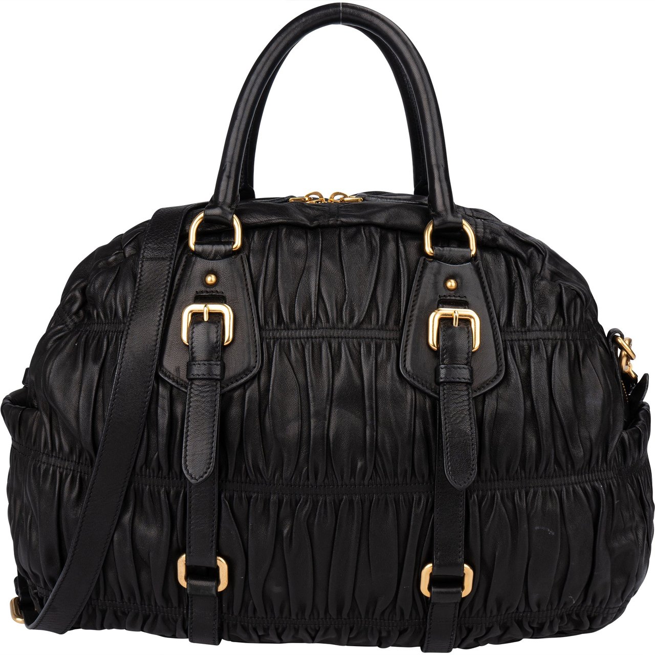 Prada Prada Quilted Leather City Handbag Zwart