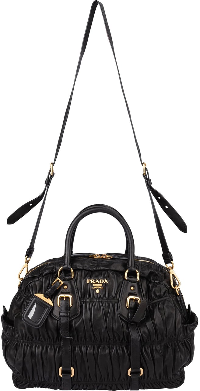 Prada Prada Quilted Leather City Handbag Zwart