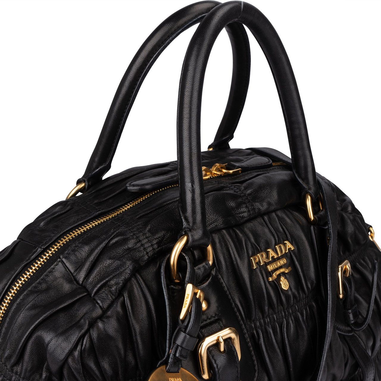 Prada Prada Quilted Leather City Handbag Zwart