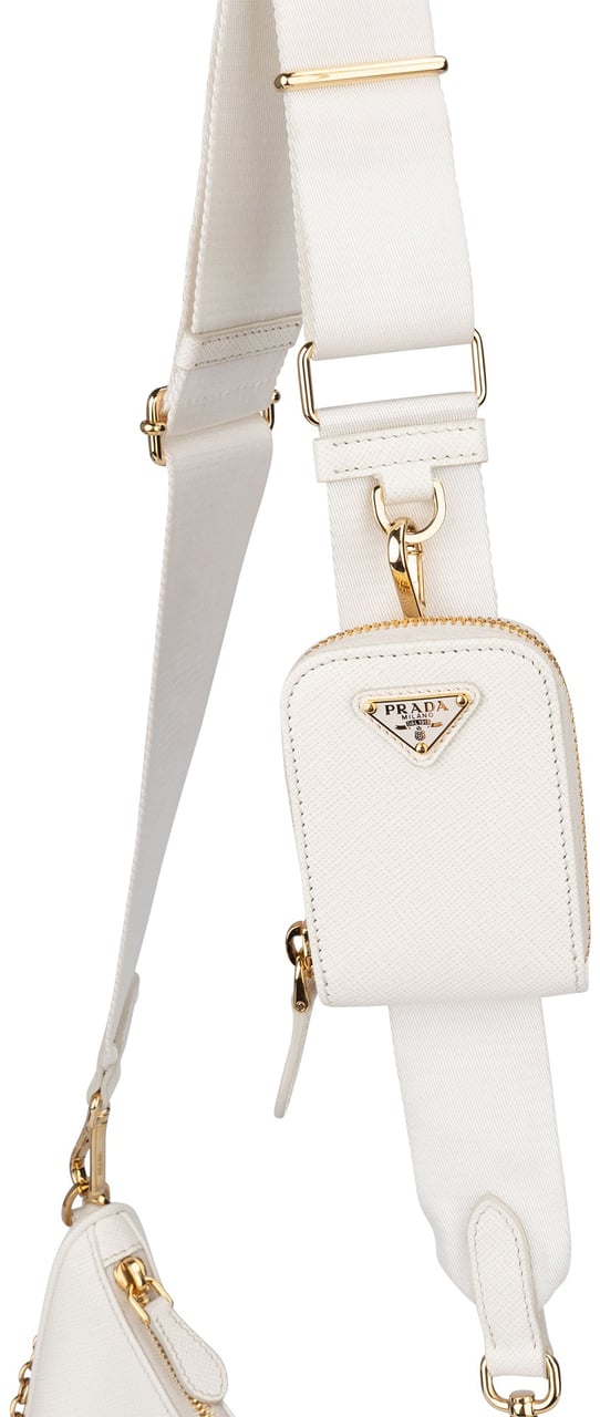 Prada Prada White Saffiano Leather Vitello Daino Re-Edition Shoulder Bag Wit