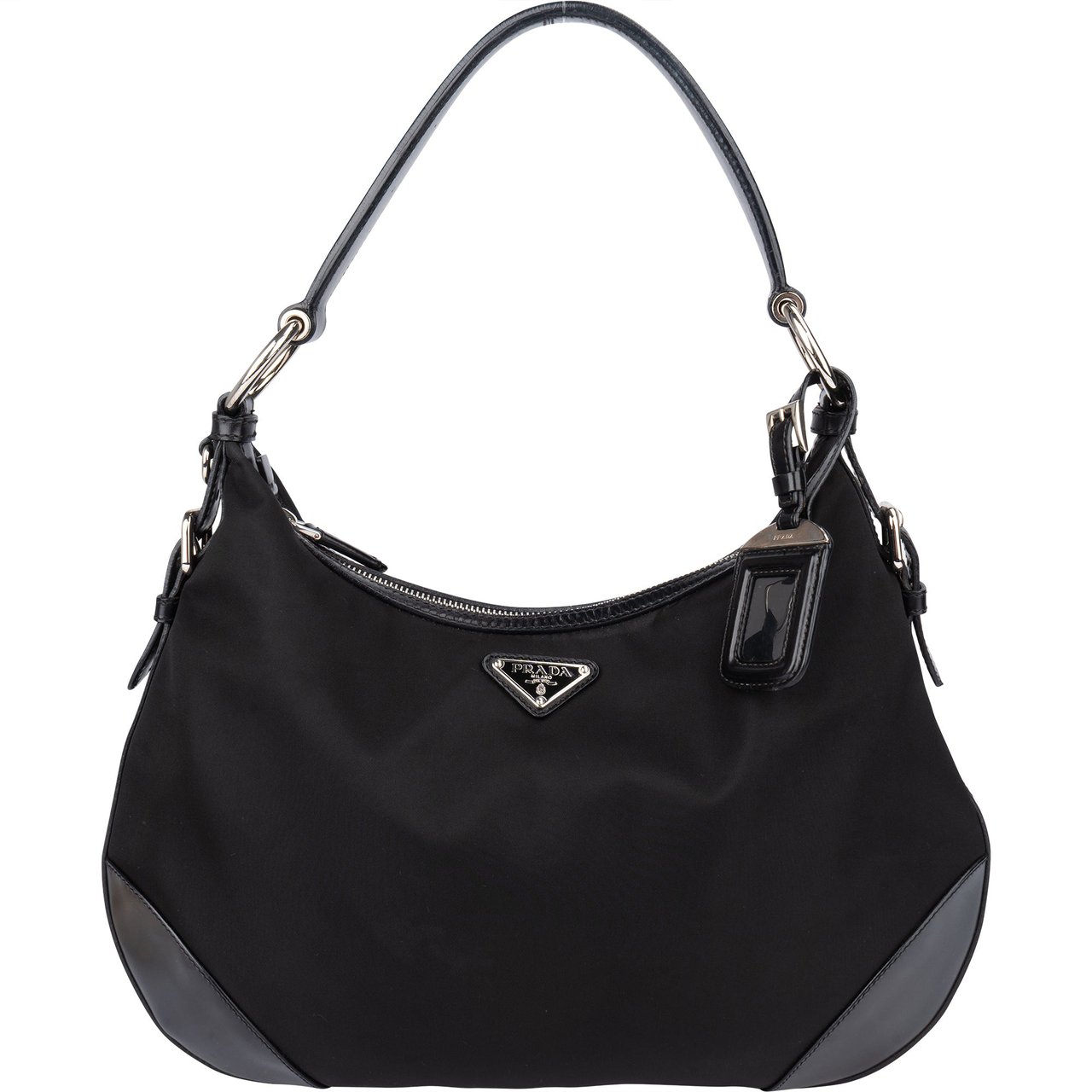 Prada Prada Nylon Triangle Shoulder Bag Zwart