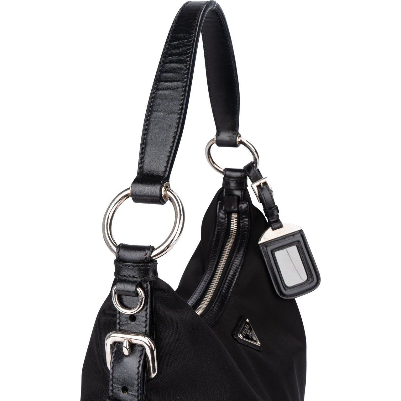 Prada Prada Nylon Triangle Shoulder Bag Zwart