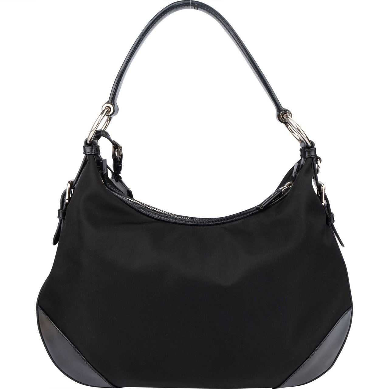 Prada Prada Nylon Triangle Shoulder Bag Zwart
