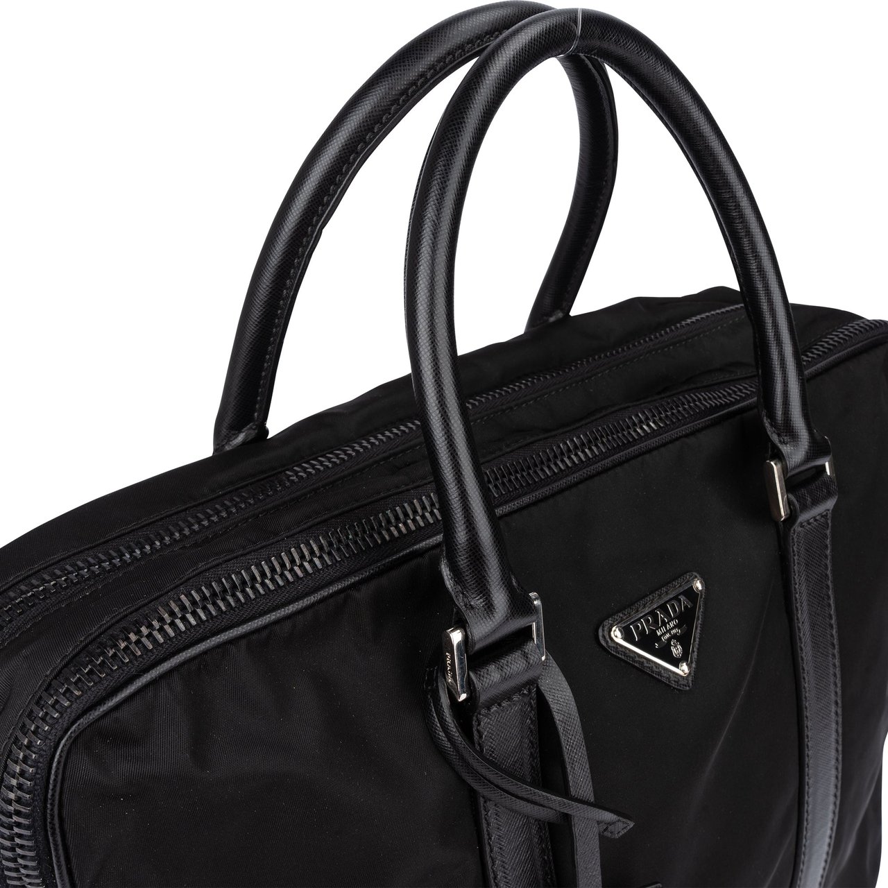 Prada Prada Nylon Triangle Business Handbag Zwart