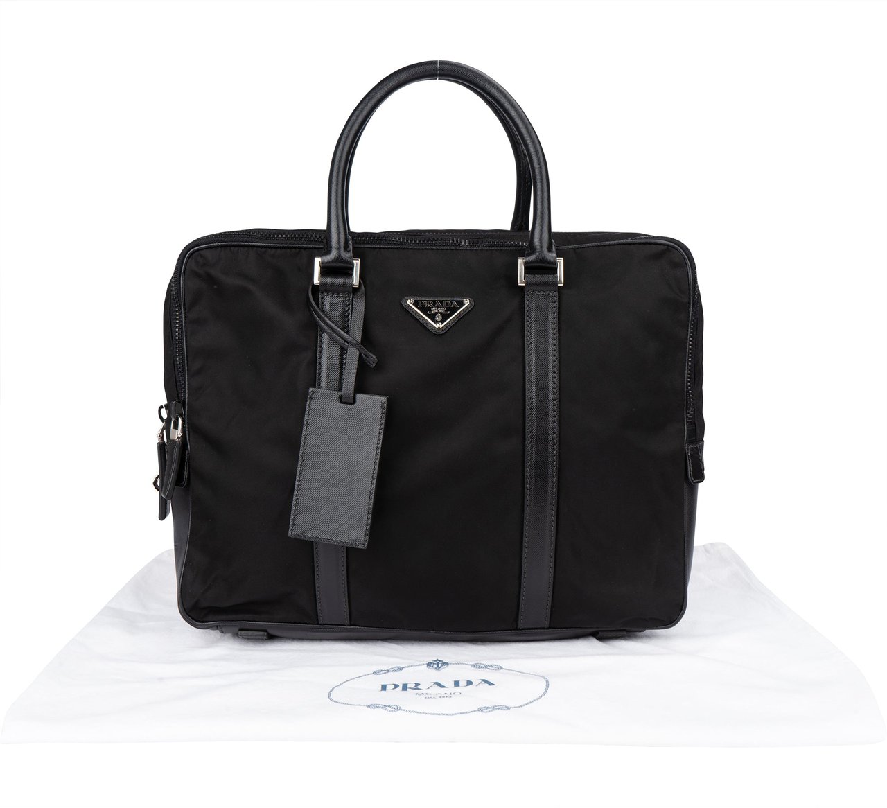 Prada Prada Nylon Triangle Business Handbag Zwart