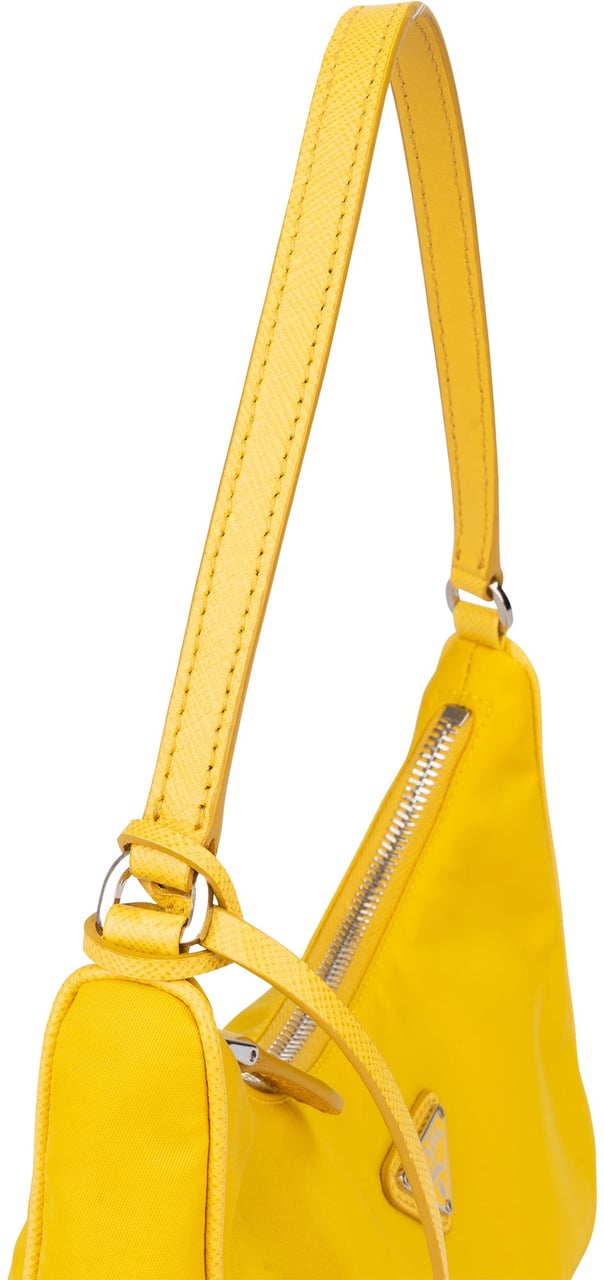 Prada Prada Yellow Nylon Triangle Re-Editon Handbag Geel