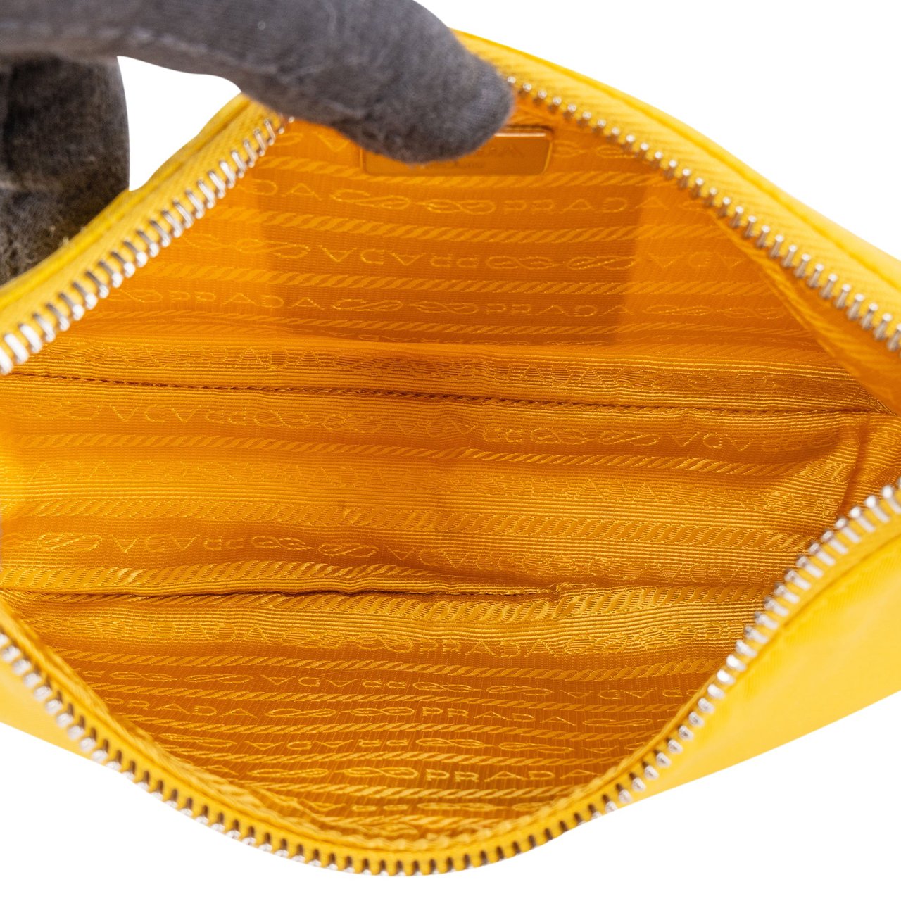 Prada Prada Yellow Nylon Triangle Re-Editon Handbag Geel