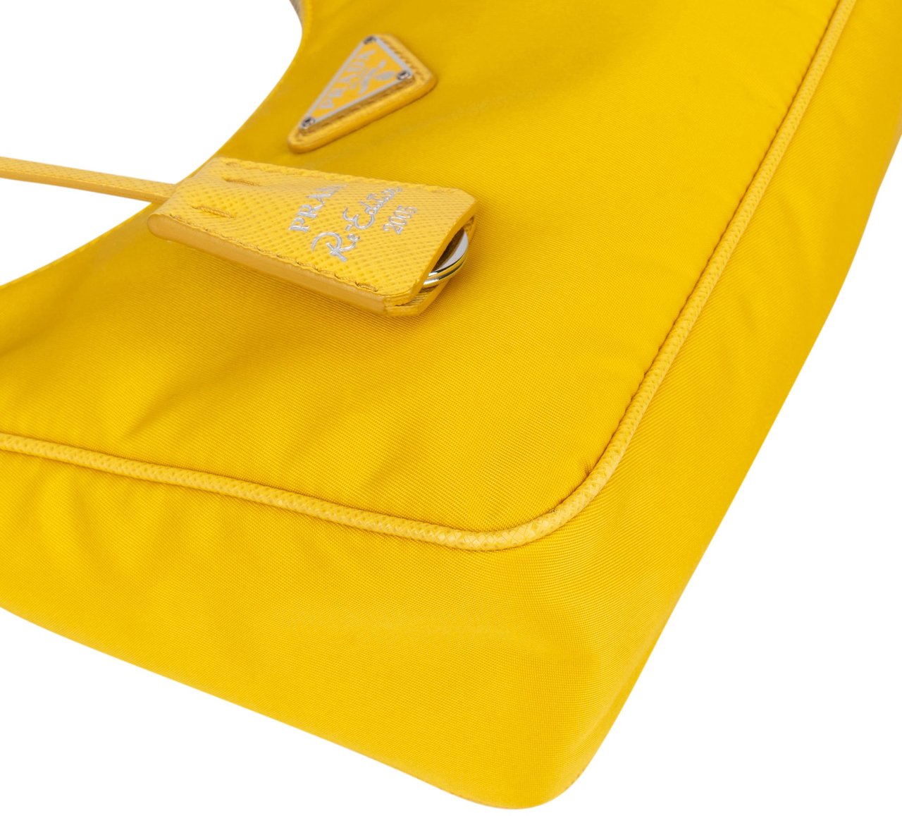 Prada Prada Yellow Nylon Triangle Re-Editon Handbag Geel