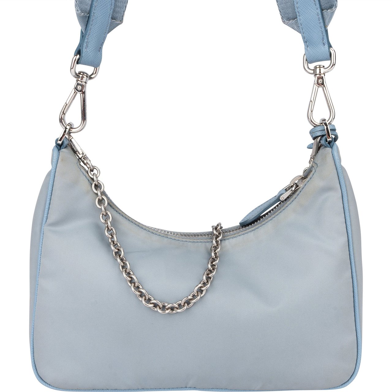 Prada Prada Blue Nylon Triangle Re-Editon Crossbody Bag Blauw