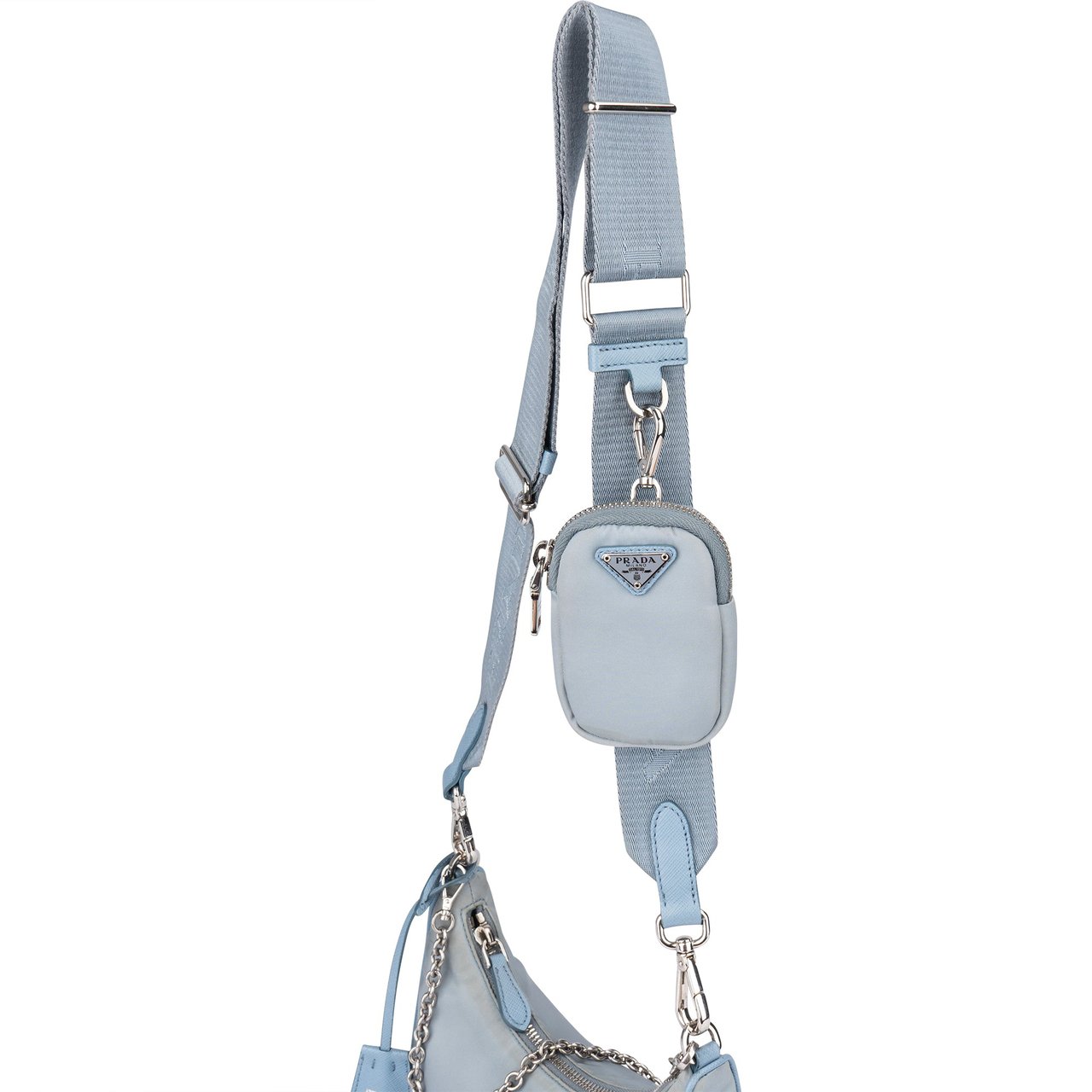 Prada Blue Nylon Triangle Re-Editon Crossbody Bag Blauw