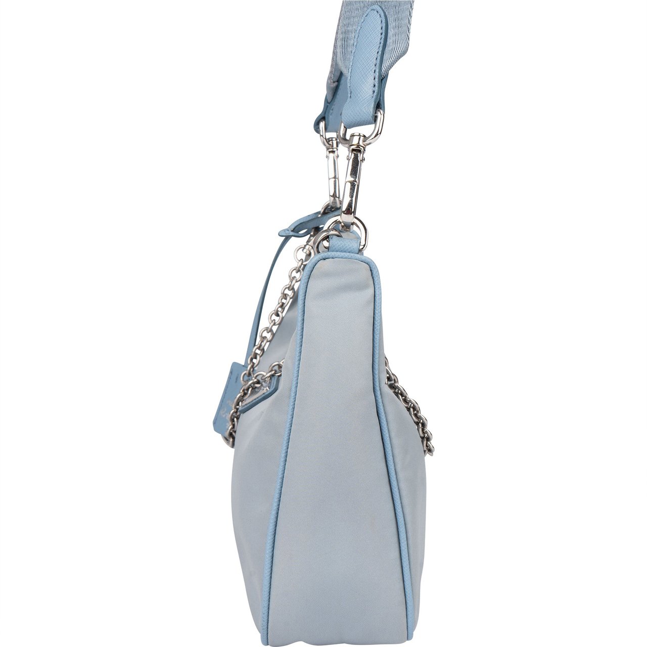 Prada Prada Blue Nylon Triangle Re-Editon Crossbody Bag Blauw