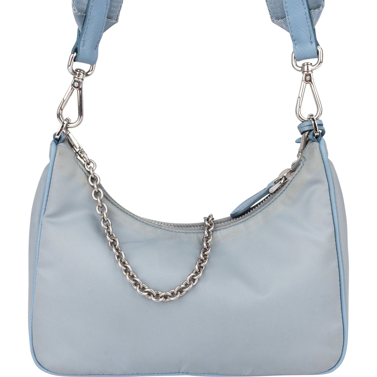 Prada Blue Nylon Triangle Re-Editon Crossbody Bag Blauw