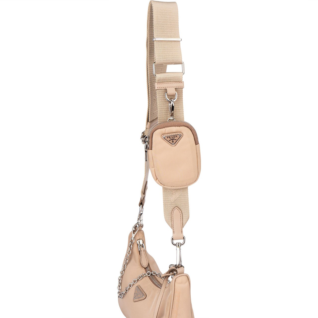 Prada Prada Beige Nylon Triangle Re-Edtion Crossbody Bag Beige