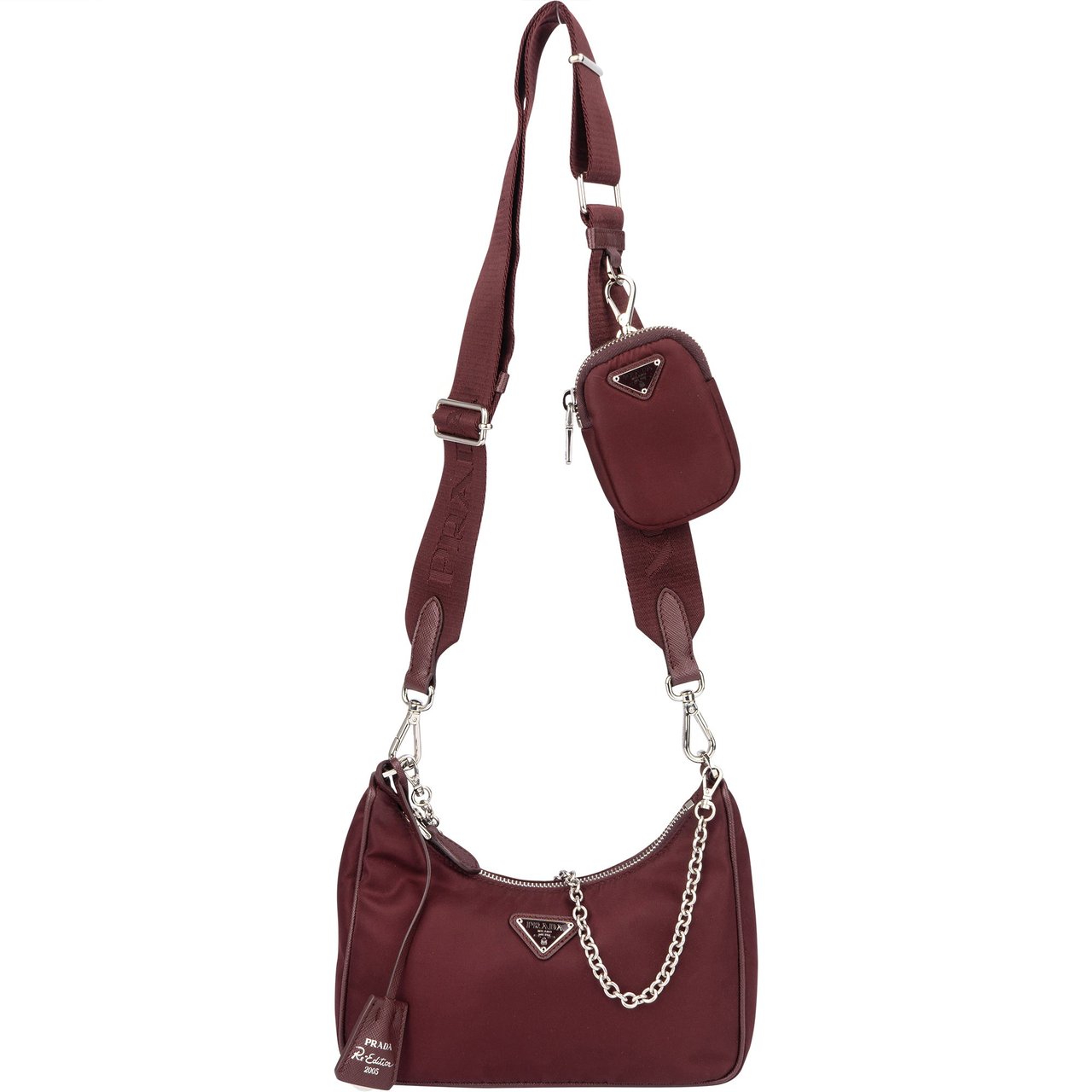 Prada Prada Bordeaux Nylon Triangle Re-Editon Crossbody Bag Divers