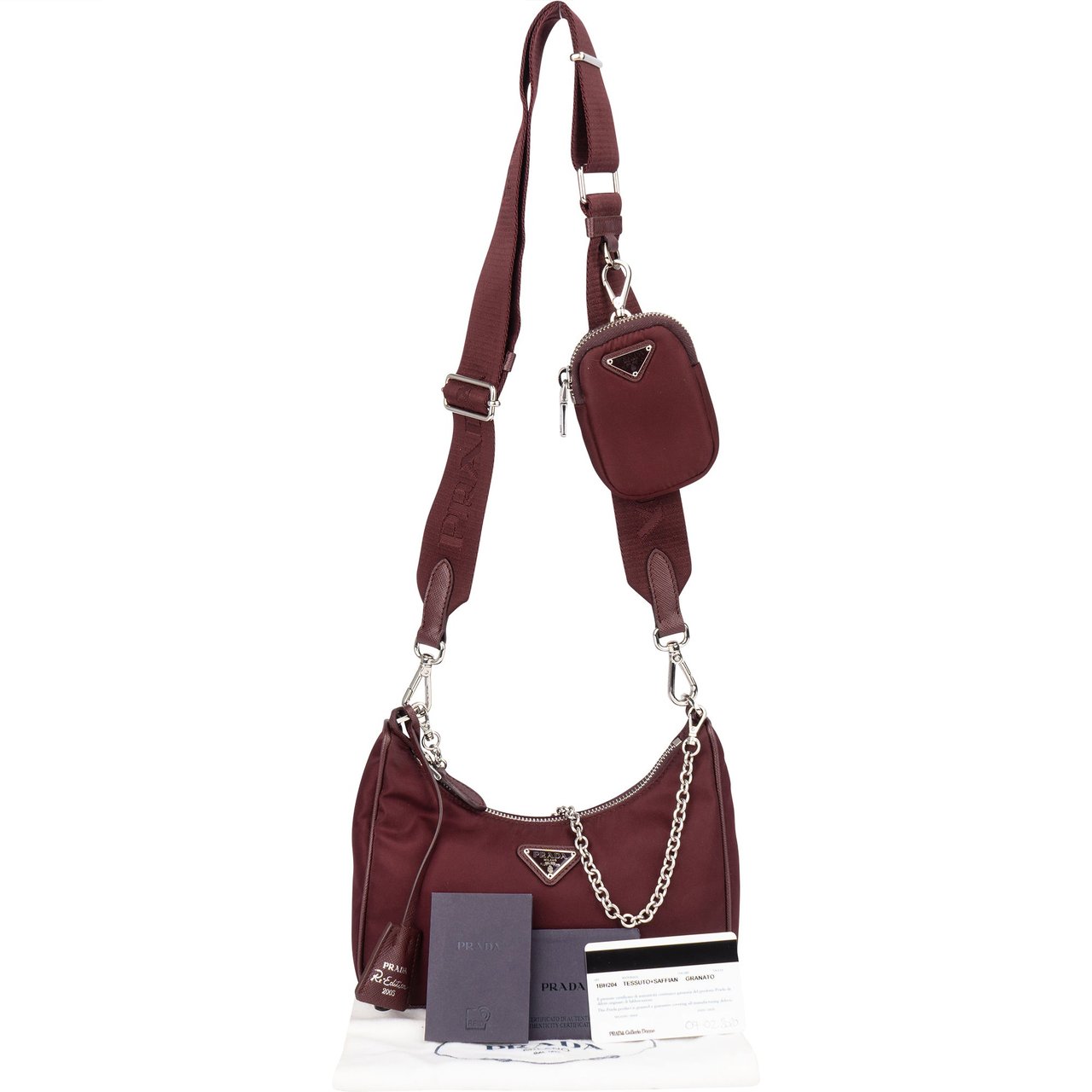 Prada Prada Bordeaux Nylon Triangle Re-Editon Crossbody Bag Divers
