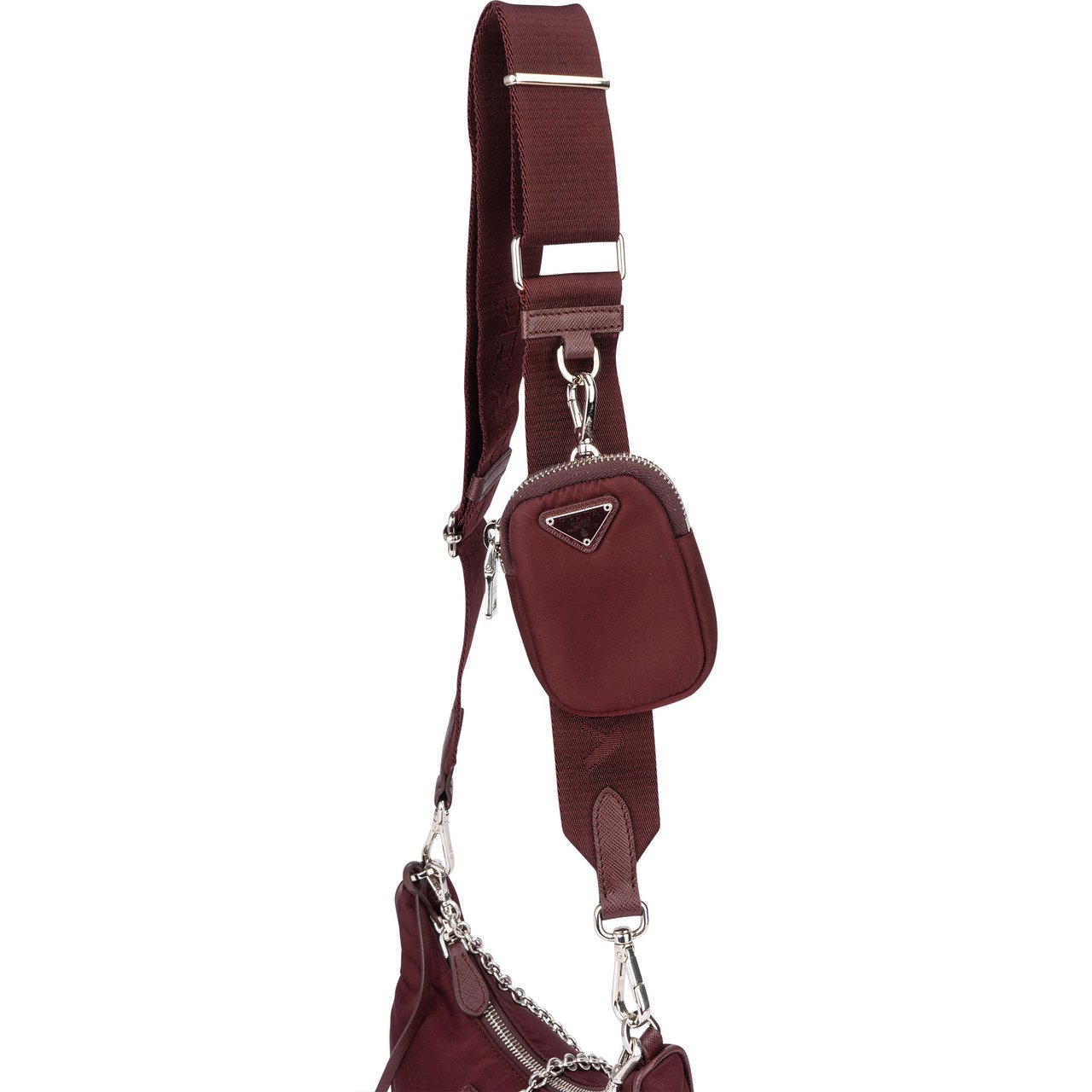 Prada Prada Bordeaux Nylon Triangle Re-Editon Crossbody Bag Divers