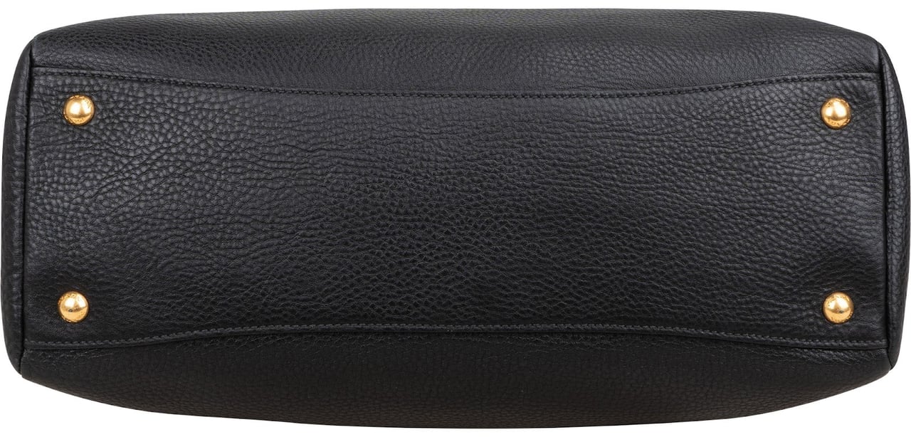 Prada Vitello Daino Leather Bauletto Handbag Zwart