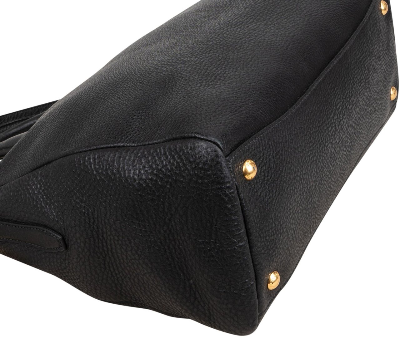 Prada Vitello Daino Leather Bauletto Handbag Zwart