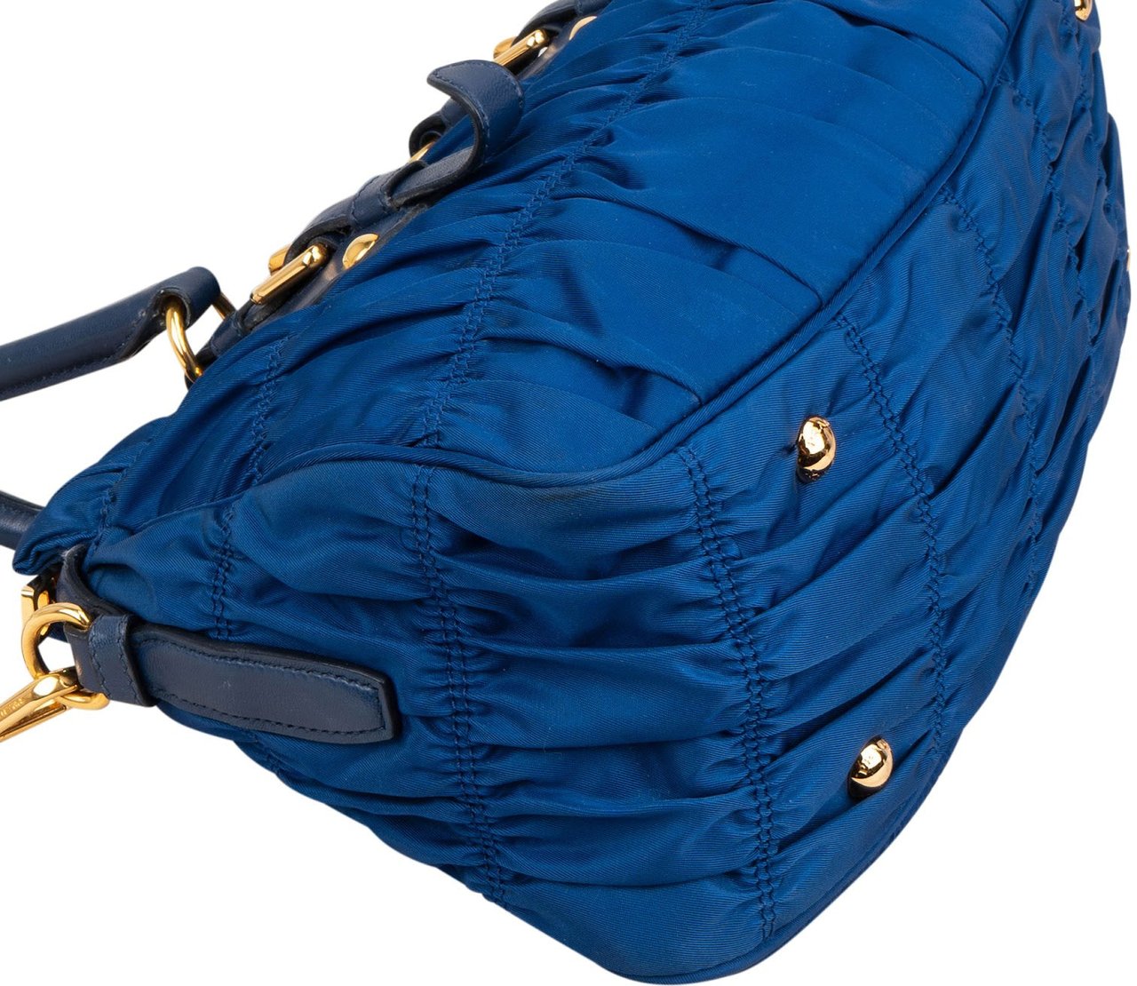Prada Blue Tessuto Gaufre Satchel Handbag Blauw