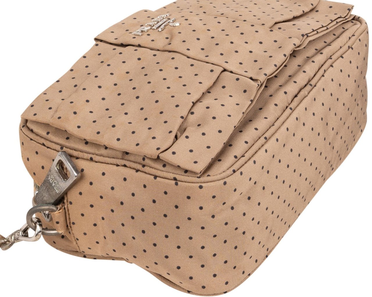 Prada Tessuto Pois Fiocco Faille Dots Small Camera Crossbody Bag Beige