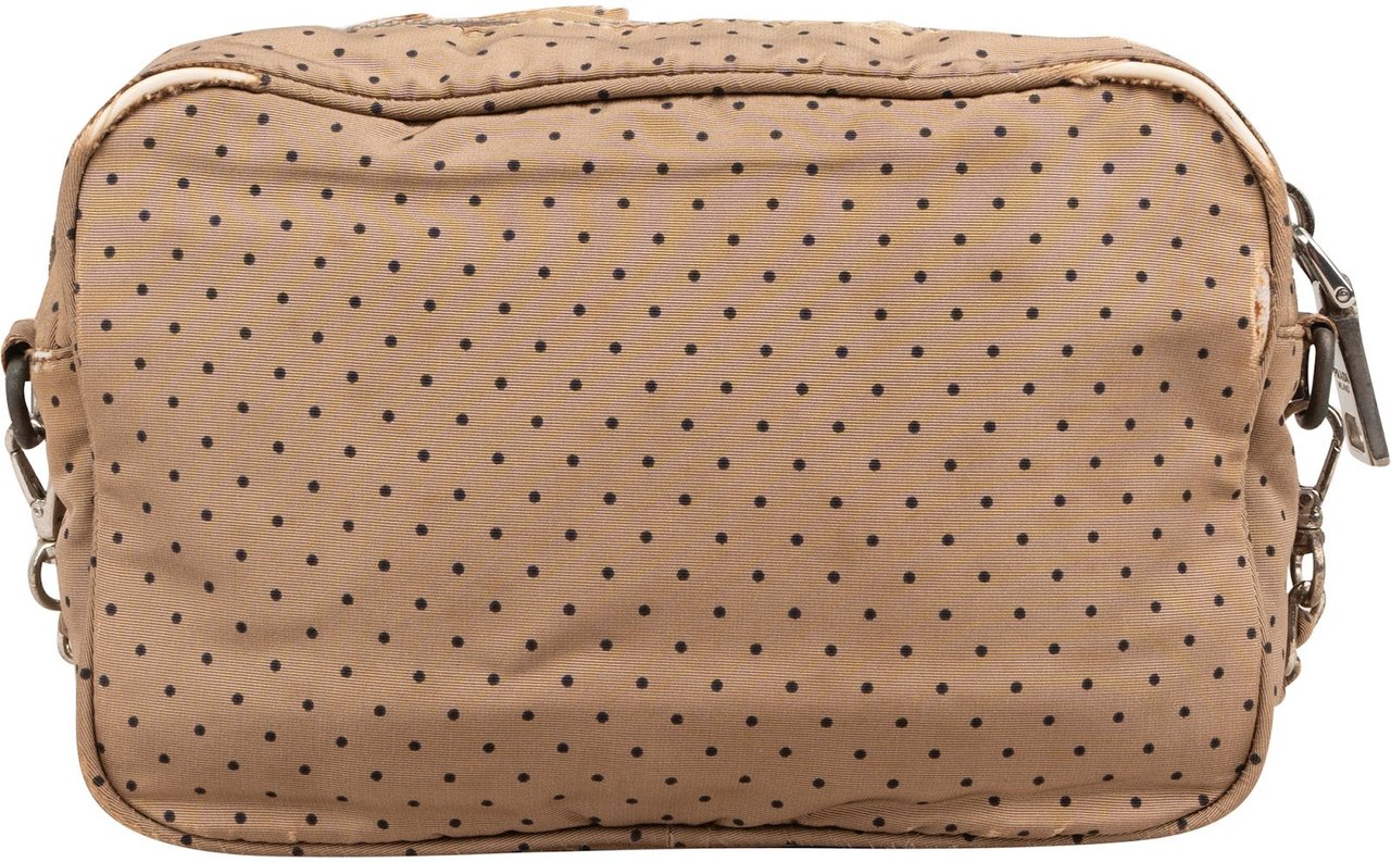 Prada Tessuto Pois Fiocco Faille Dots Small Camera Crossbody Bag Beige