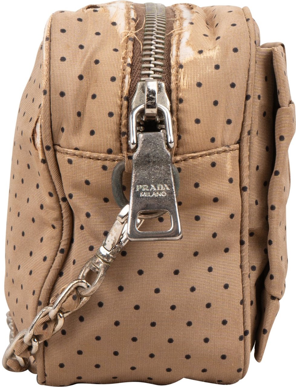 Prada Tessuto Pois Fiocco Faille Dots Small Camera Crossbody Bag Beige
